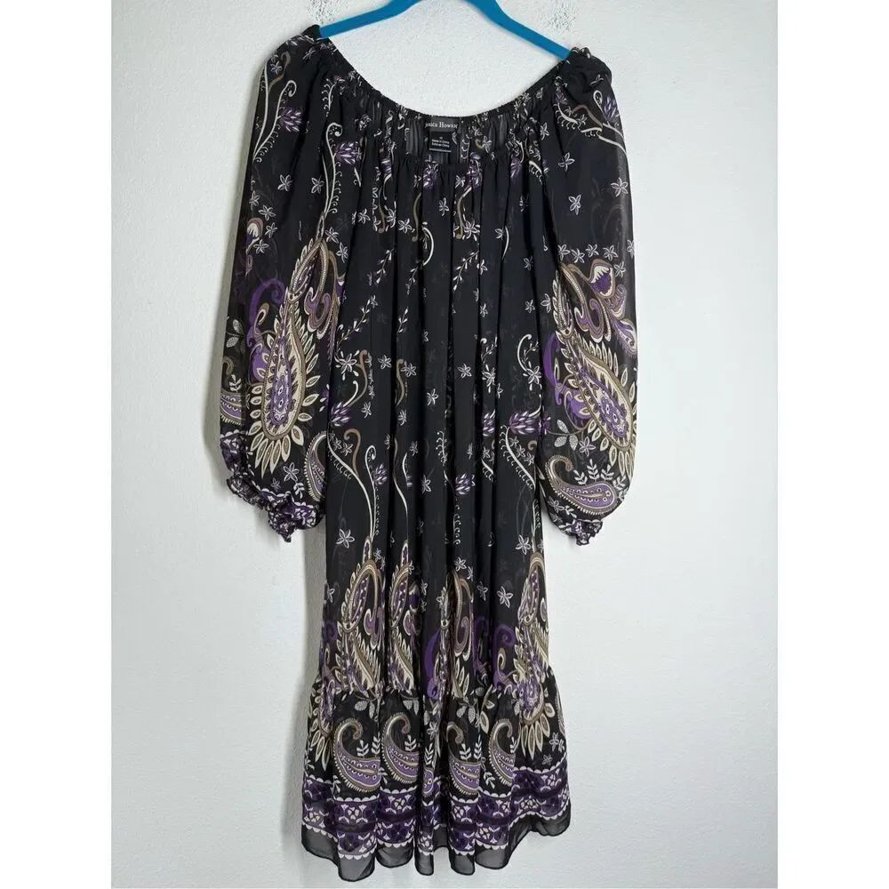 Jessica Howard Crew Neck Bell Sleeve A-Line Dress Cheer Belted Size 10